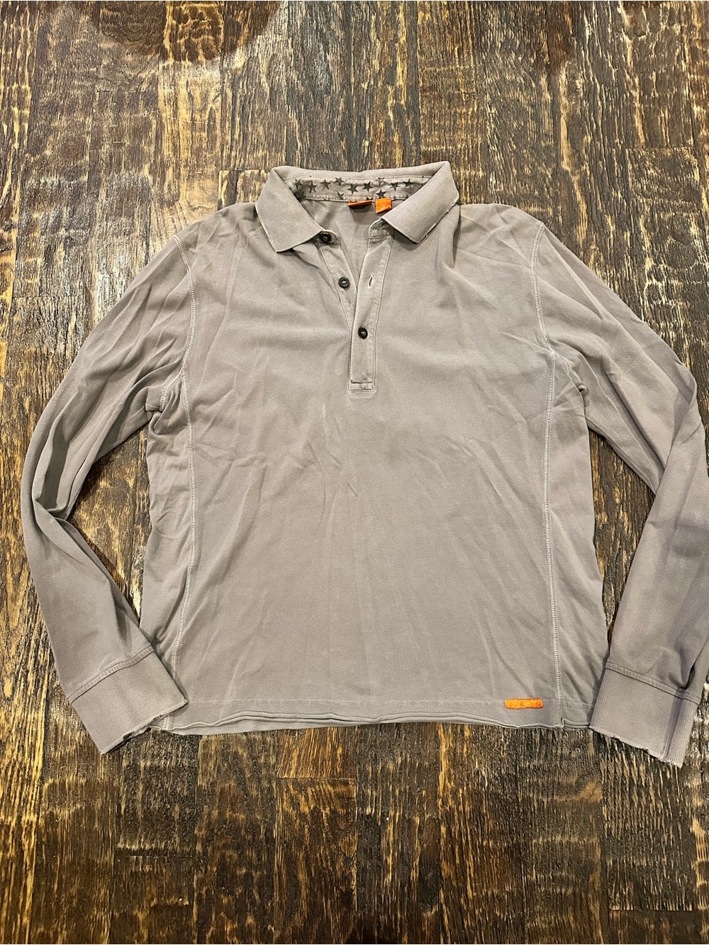 Boss Men's Long-Sleeve Polo in Light Gray